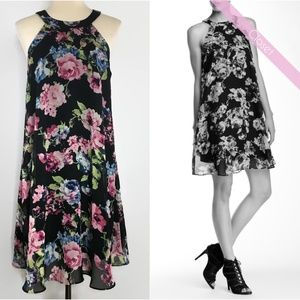 Y2K Betsey Johnson Halter Dark Floral Babydoll Dress